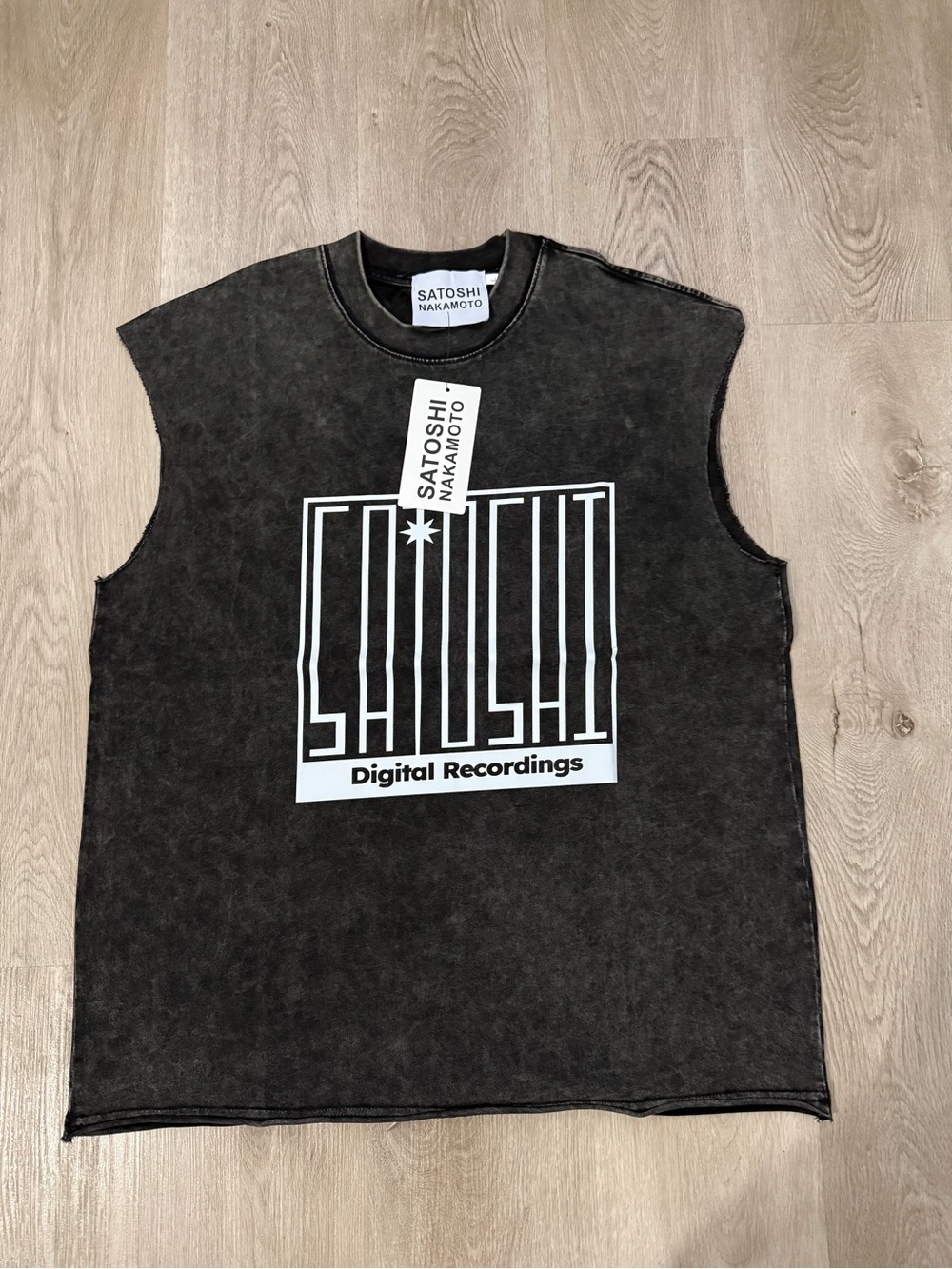 Satoshi Nakamoto- Black Graphic Muscle Tee - Satoshi Digital Recordings